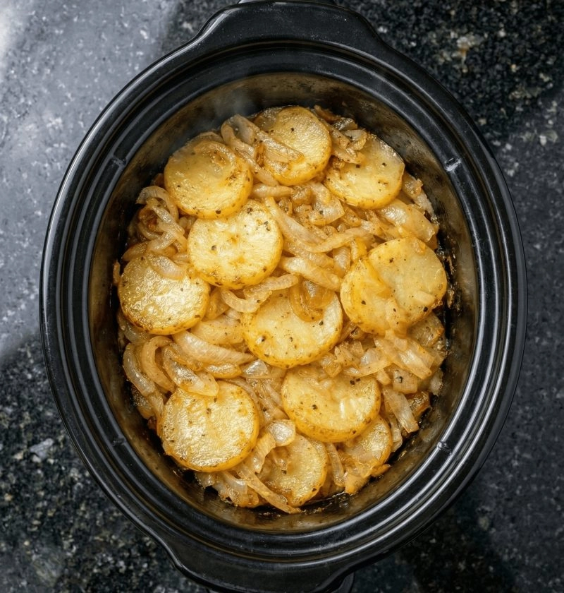 Slow Cooker Potato and Onion Bake