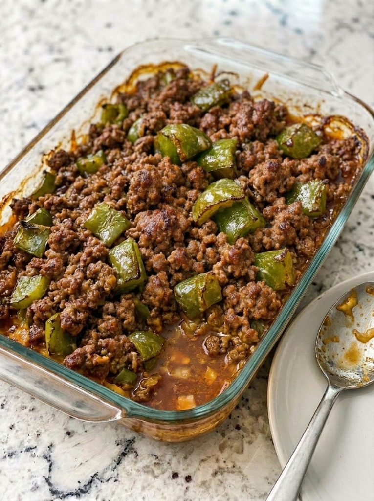 Oven-Baked 4-Ingredient Amish Beef and Bell Pepper Bake
