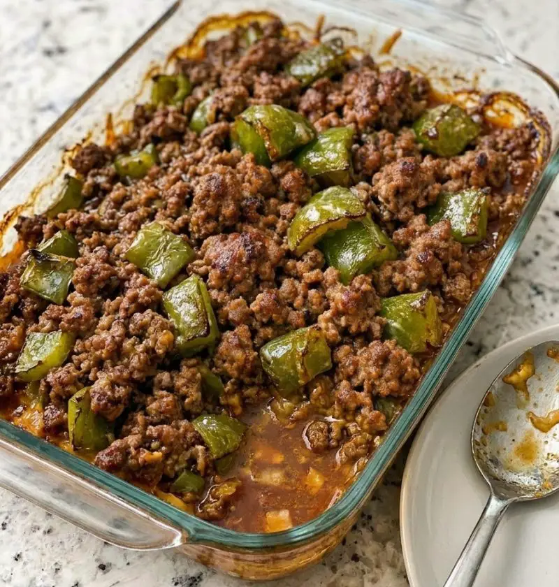Oven-Baked 4-Ingredient Amish Beef and Bell Pepper Bake