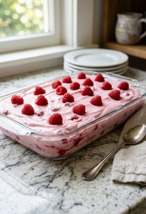 3-Ingredient Raspberry Fluff Dessert