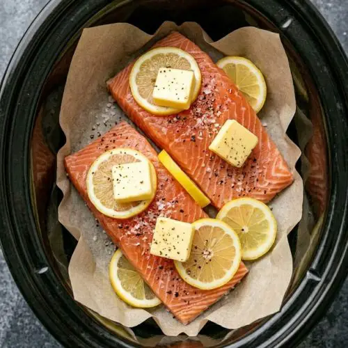 Slow Cooker Lemon Butter Salmon (on Parchment)