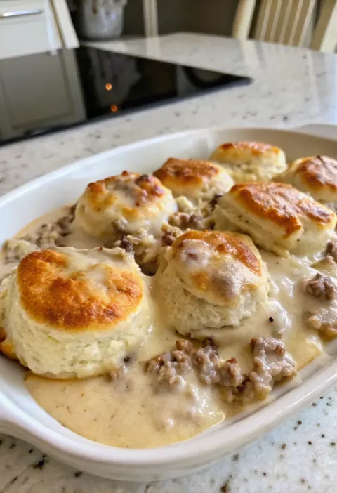 Sausage Gravy & Biscuit Casserole