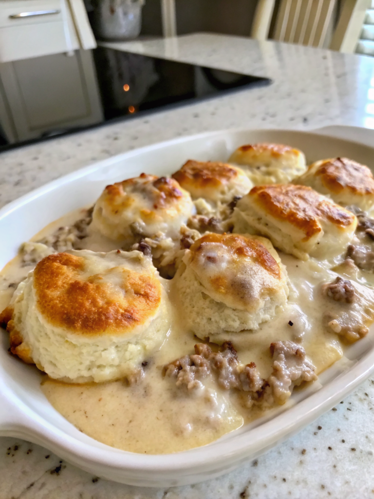 Sausage Gravy & Biscuit Casserole