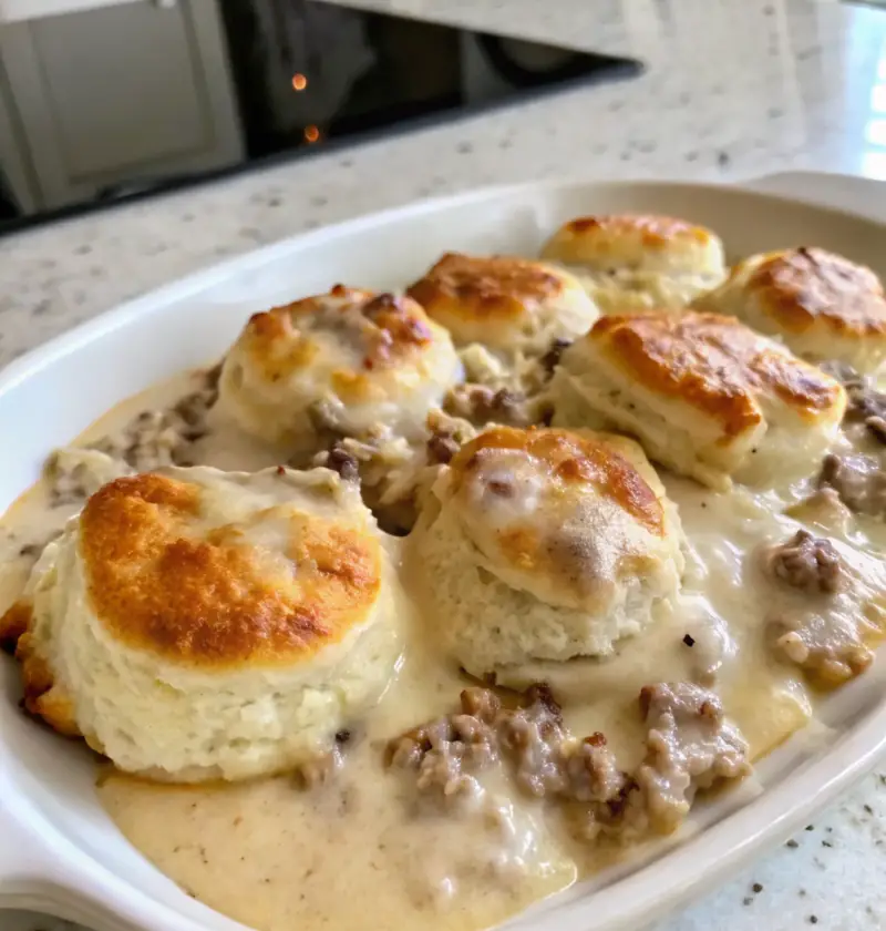 Sausage Gravy & Biscuit Casserole