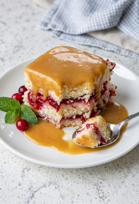 Cranberry Cake with Lemon Butter Sauce