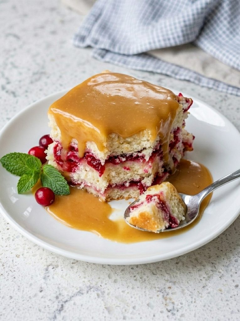 Cranberry Cake with Lemon Butter Sauce