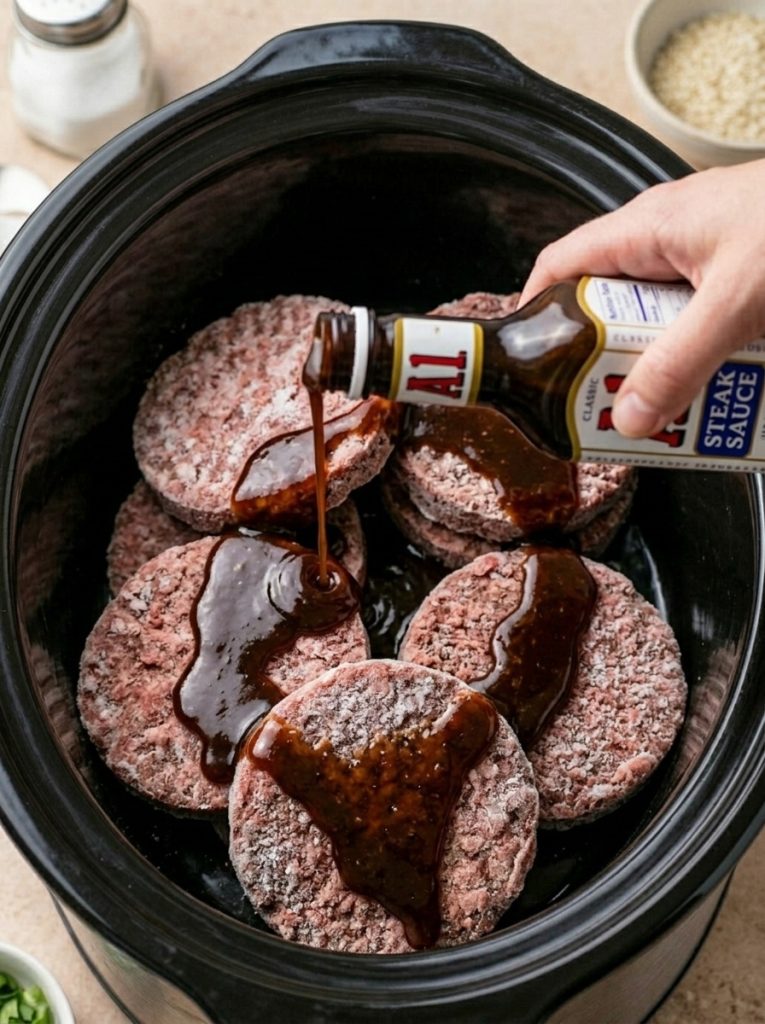 Slow Cooker 5-Ingredient Steakhouse Burgers