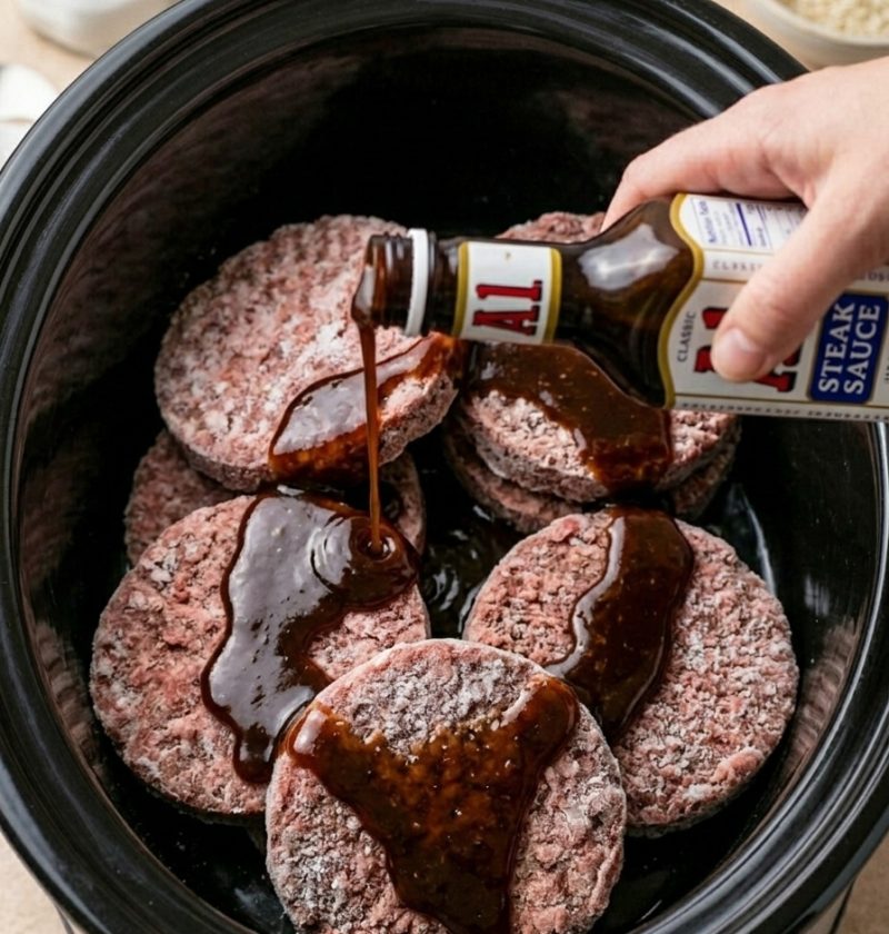 Slow Cooker 5-Ingredient Steakhouse Burgers