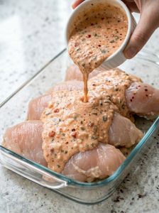 Creamy Sun-Dried Tomato Pour-Over Baked Chicken Breasts