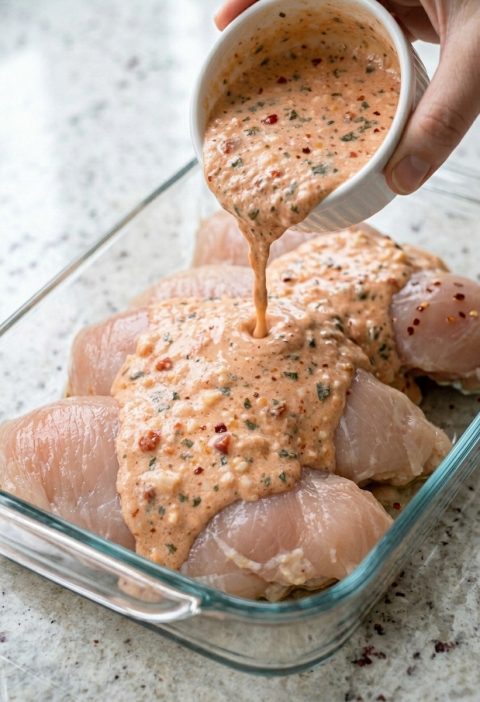 Oven Baked Creamy Tomato Basil Chicken