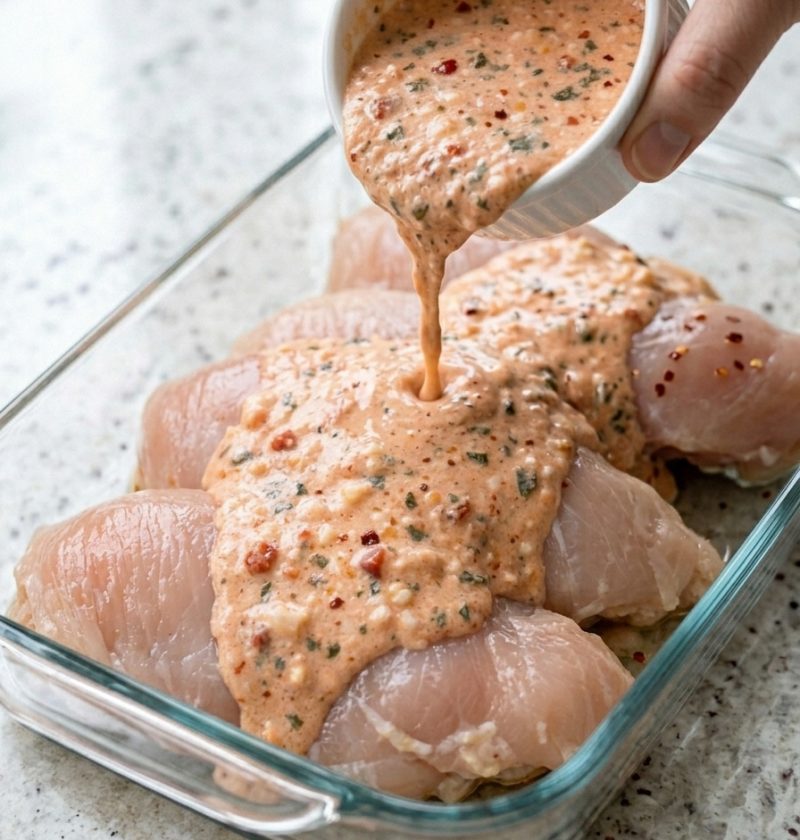 Oven Baked Creamy Tomato Basil Chicken