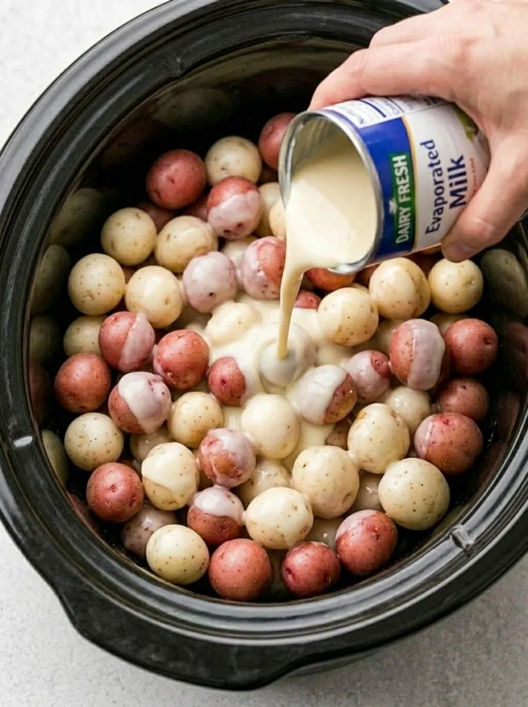 Slow Cooker Amish Evaporated Milk Baby Potatoes