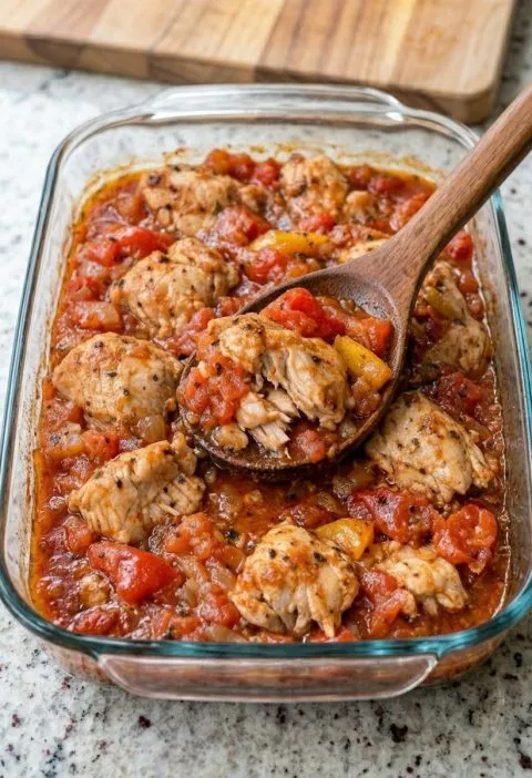 Oven-Baked 4-Ingredient Chicken Cacciatore Casserole