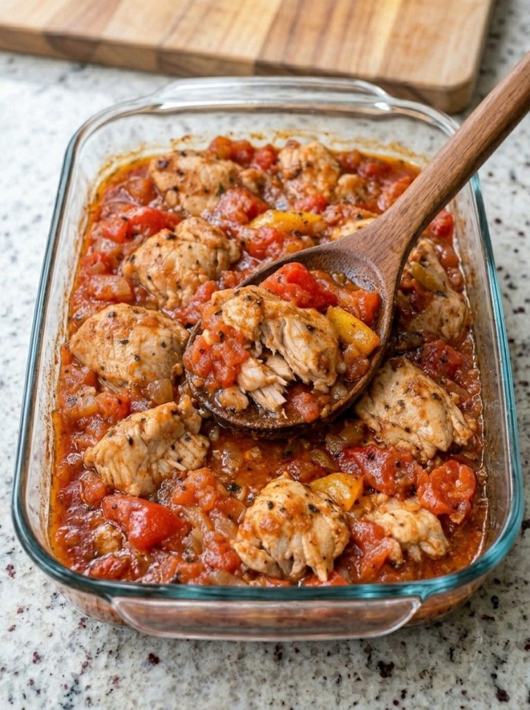 Oven-Baked 4-Ingredient Chicken Cacciatore Casserole