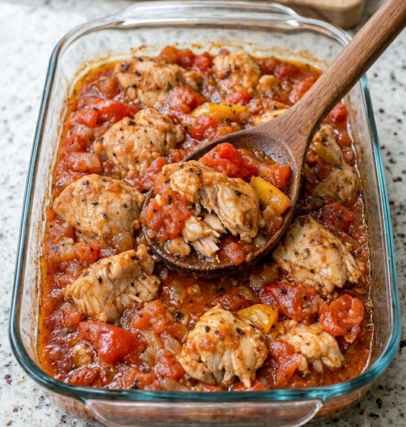 Oven-Baked 4-Ingredient Chicken Cacciatore Casserole