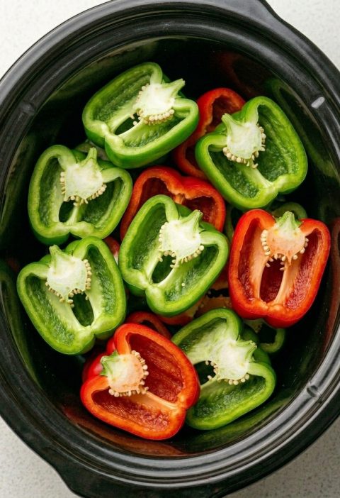 5-Ingredient Slow Cooker Stuffed Peppers