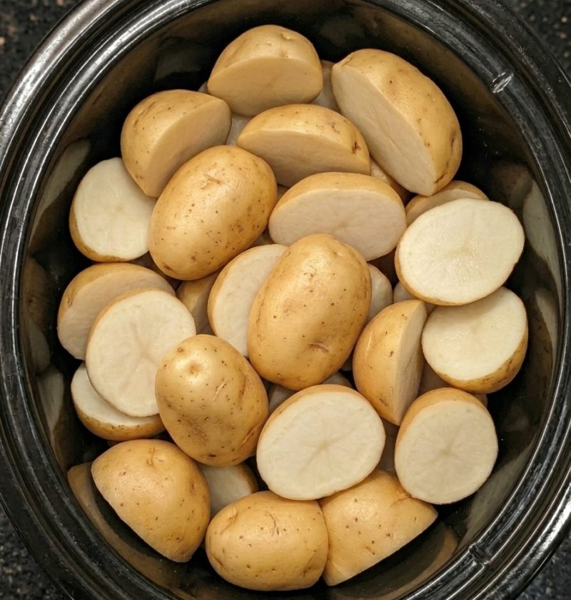 Slow Cooker Garlic Herb Potatoes