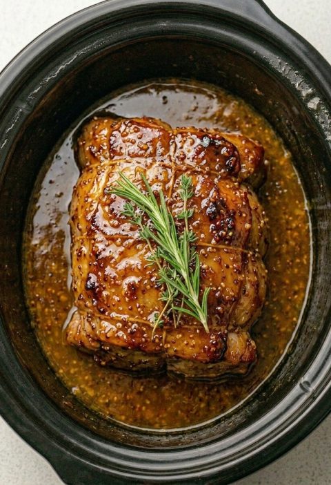 Slow Cooker 4-Ingredient Honey Mustard Pork Roast