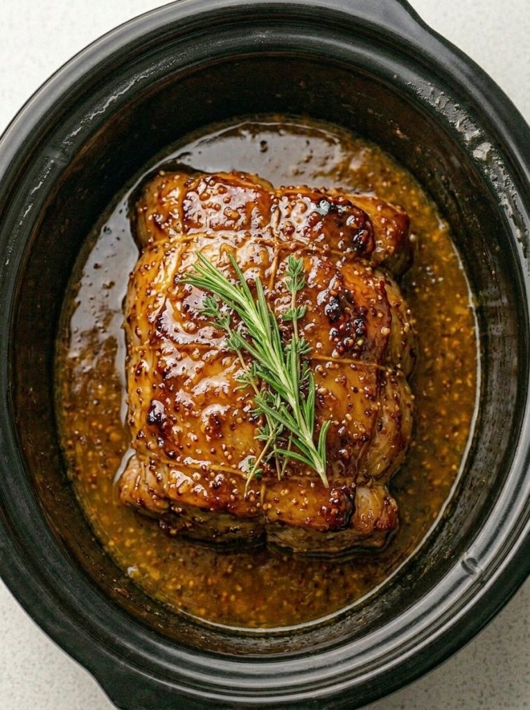 Slow Cooker 4-Ingredient Honey Mustard Pork Roast