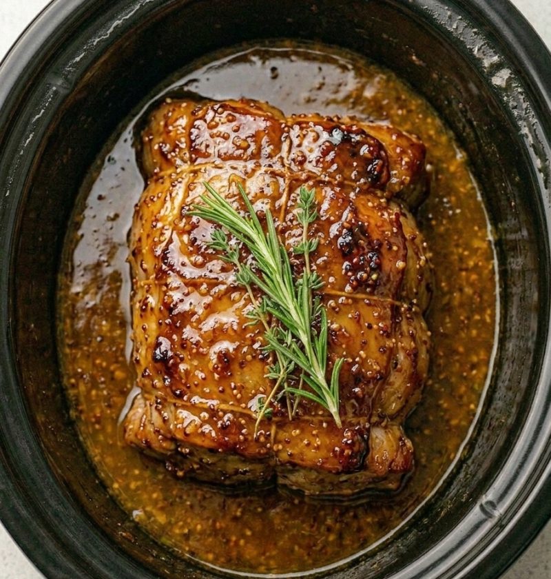 Slow Cooker 4-Ingredient Honey Mustard Pork Roast