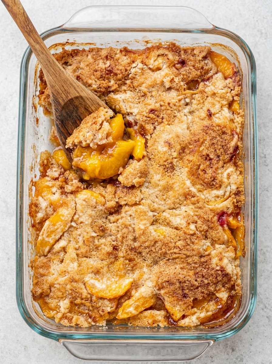 5-Ingredient Baked Peach Dump Dessert