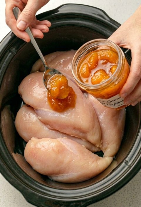 Slow Cooker 3-Ingredient Amish Apricot Chicken