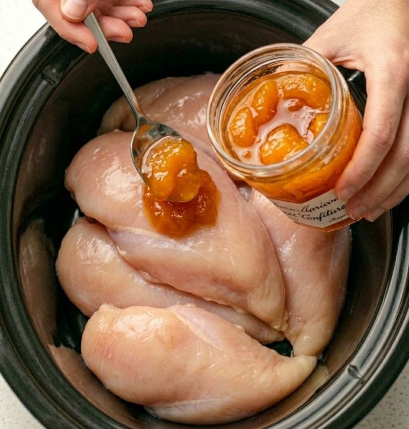 Slow Cooker 3-Ingredient Amish Apricot Chicken