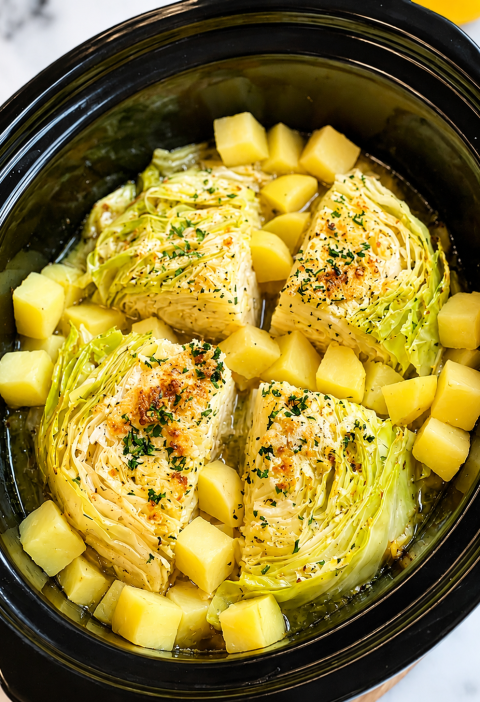 Slow Cooker 4-Ingredient Cabbage and Potatoes
