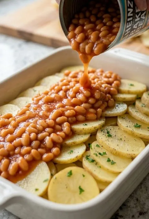 4-Ingredient Amish Baked Bean Potato Casserole