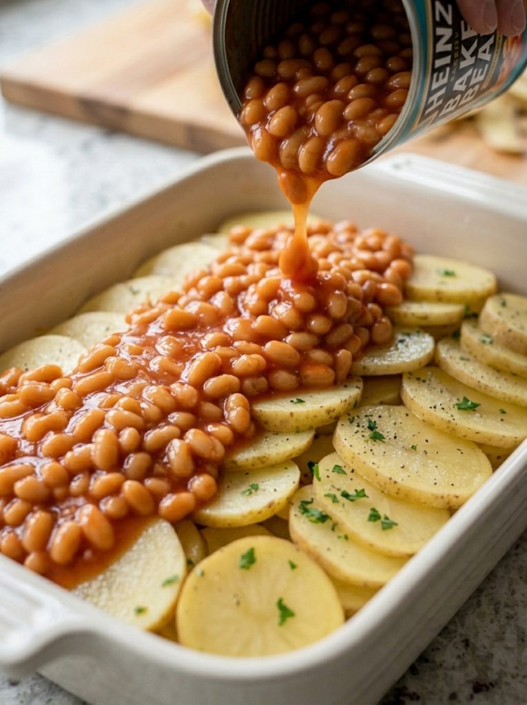 4-Ingredient Amish Baked Bean Potato Casserole