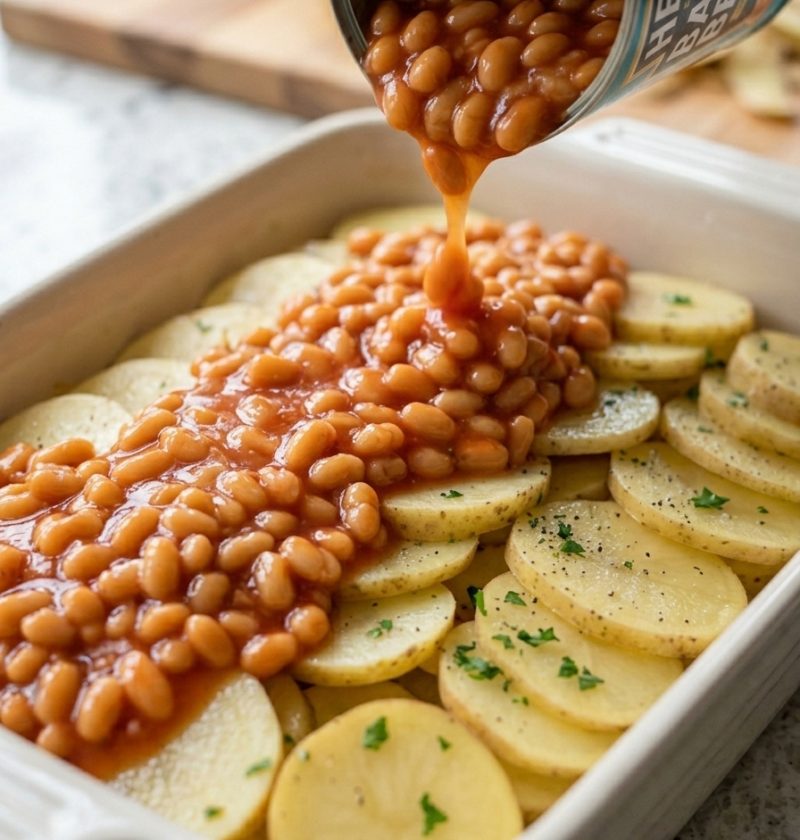 4-Ingredient Amish Baked Bean Potato Casserole