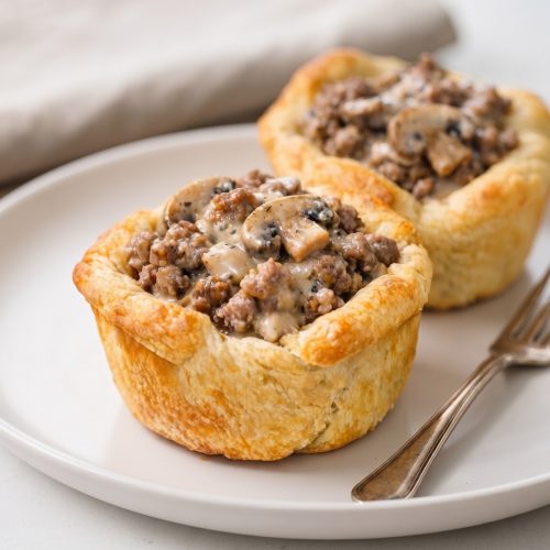 Oven-Baked 3-Ingredient Beef and Mushroom Crescent Cups