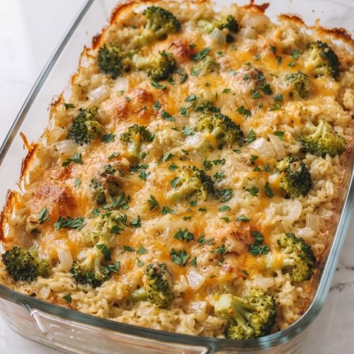 Oven-Baked Cheesy Broccoli and Rice Casserole