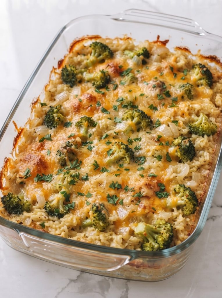 Oven-Baked Cheesy Broccoli and Rice Casserole