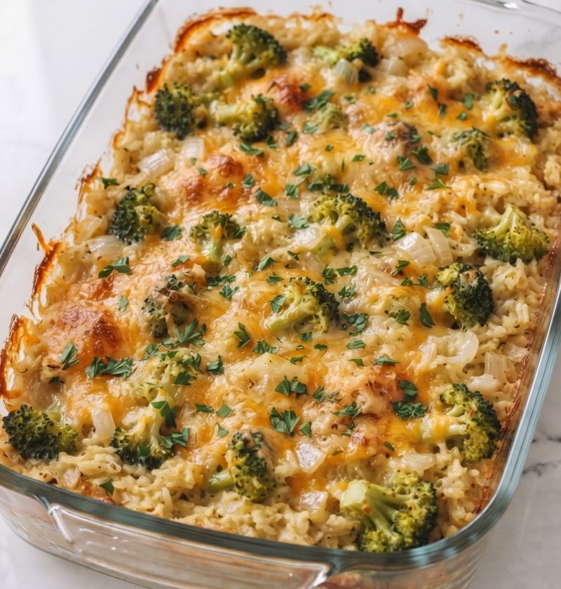 Oven-Baked Cheesy Broccoli and Rice Casserole