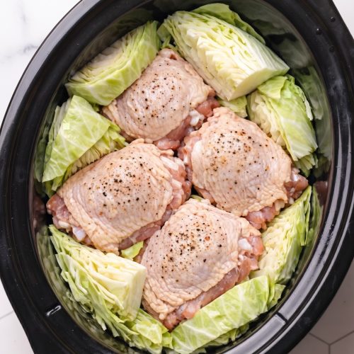 5-Ingredient Slow Cooker Buttered Cabbage and Chicken