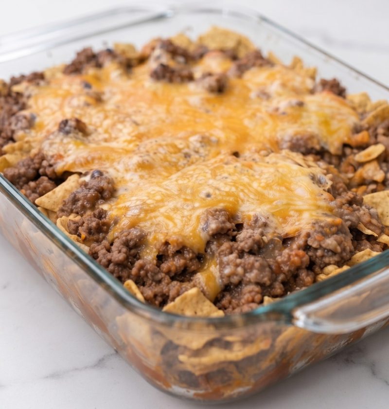 Oven-Baked 4-Ingredient Beef and Corn Chip Pie