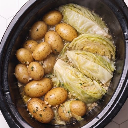 four-ingredient slow cooker cabbage and potato boil