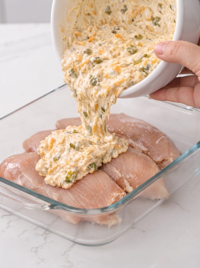 Creamy Green Chile Taco Baked Chicken