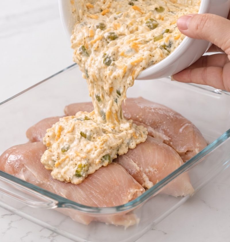Creamy Green Chile Taco Baked Chicken