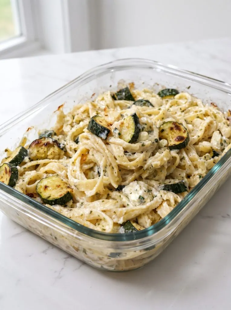 Oven Baked 4-Ingredient Boursin Zucchini Pasta