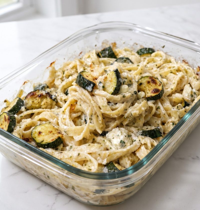 Oven Baked 4-Ingredient Boursin Zucchini Pasta