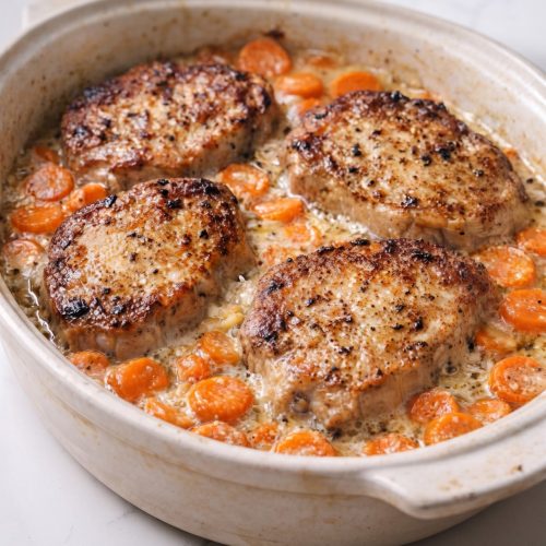 Oven Baked 3-Ingredient Pork Chops with Canned Carrots
