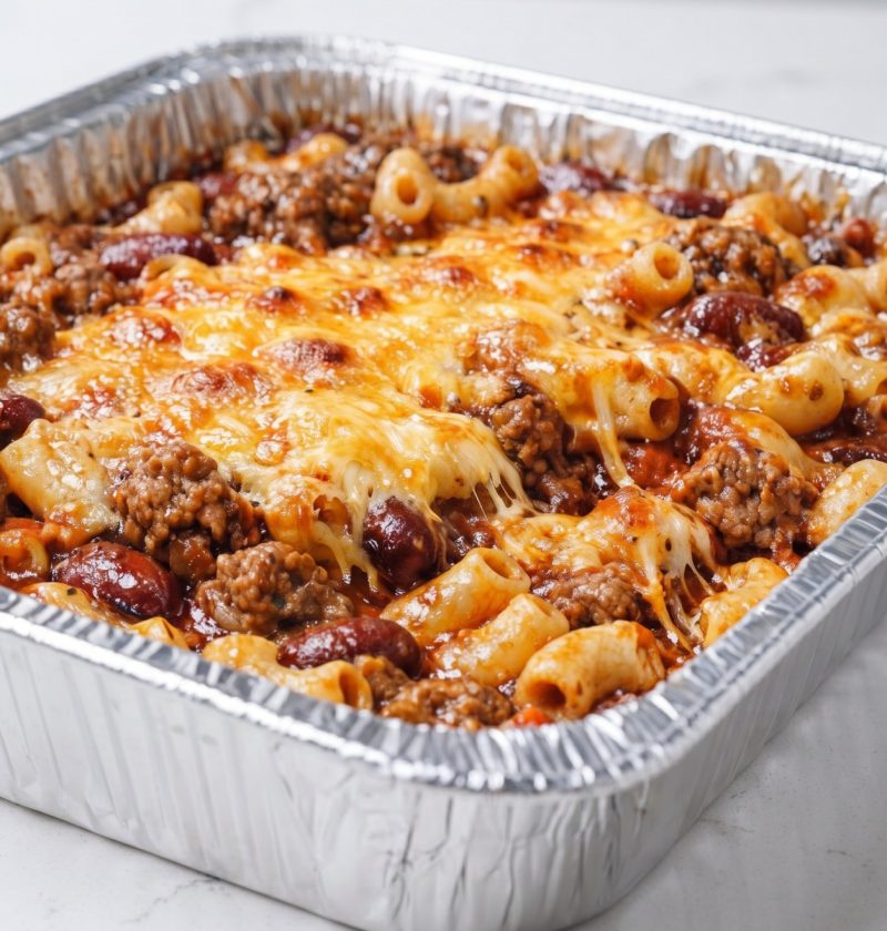 Oven Baked 3-Ingredients Chili Mac Casserole