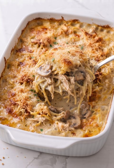 Oven Baked 4-Ingredient Chicken Tetrazzini