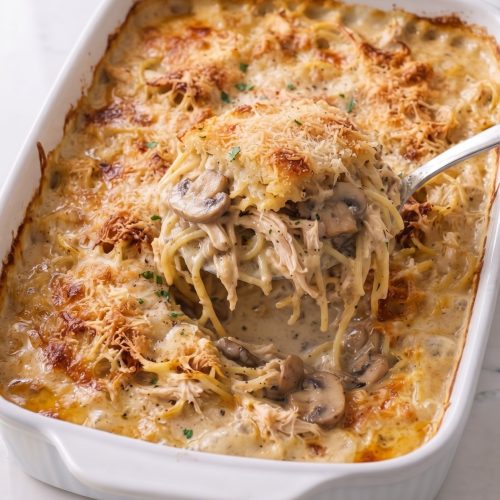 Oven Baked 4-Ingredient Chicken Tetrazzini