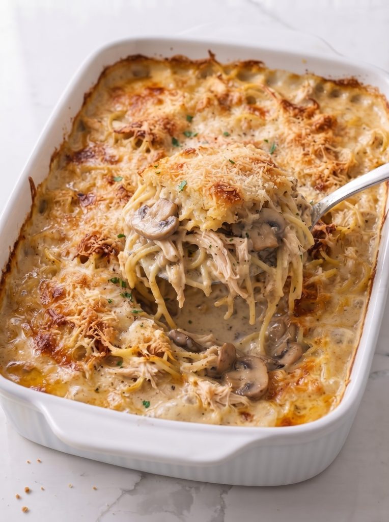 Oven Baked 4-Ingredient Chicken Tetrazzini