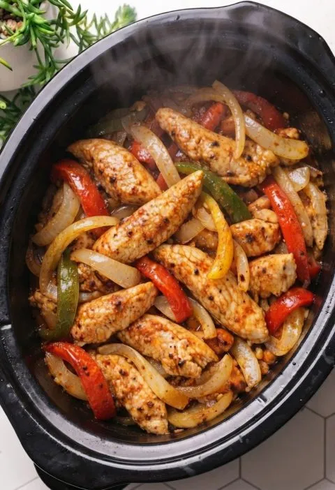 5-Ingredient Slow Cooker Chicken Breast Fajitas