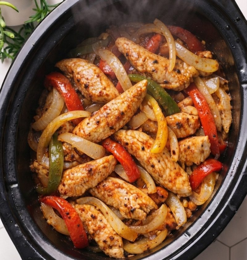 5-Ingredient Slow Cooker Chicken Breast Fajitas