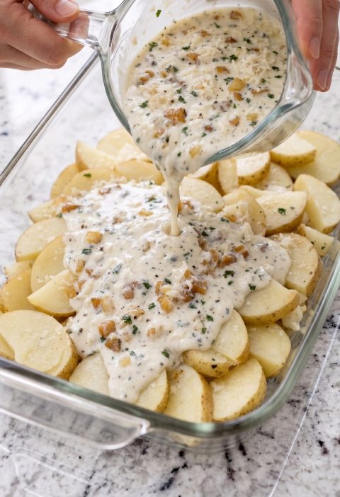 Creamy Pour-Over Baked Potatoes